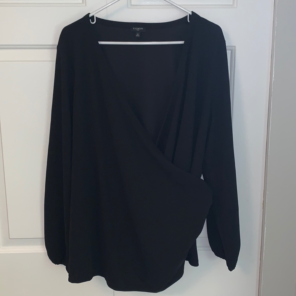Talbots 2x faux wrap stretch black